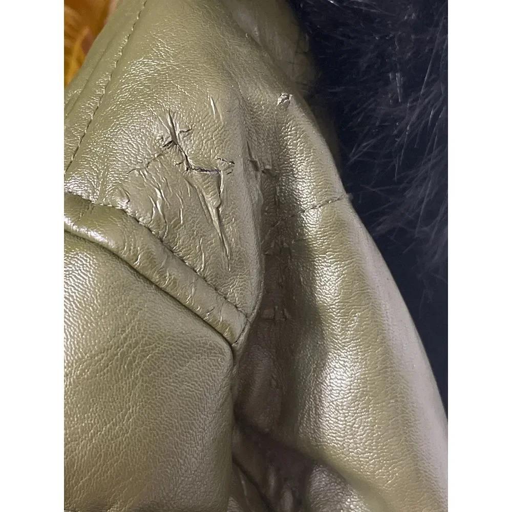 Men's Olive Green Jacket Robert Phillipe Jacket‎ Removeable Fur Hood